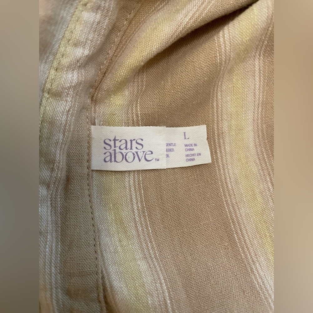 Stars Above Linen Blend Sleep Shirt Dress Pajamas Super Comfy L - Picture 4 of 8